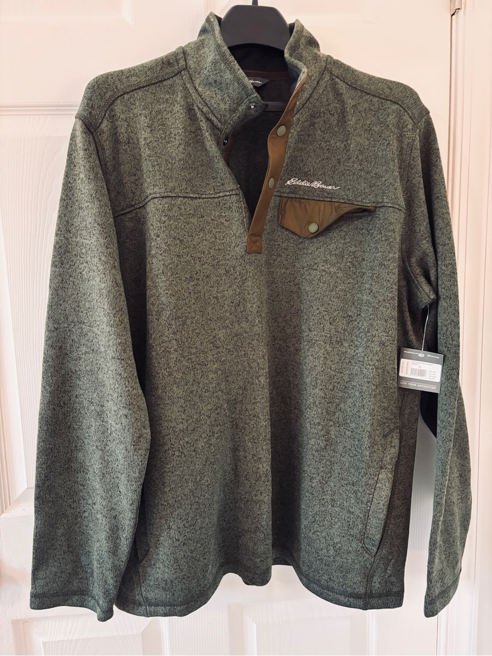 Eddie Bauer Men’s NWT Olive Green Radiator Snap-Placket Pullover - XL
